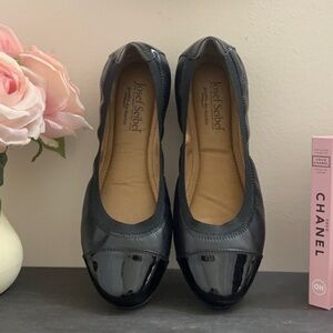 Josef Seibel Black Patent Leather Cap Toe Ballet Flats